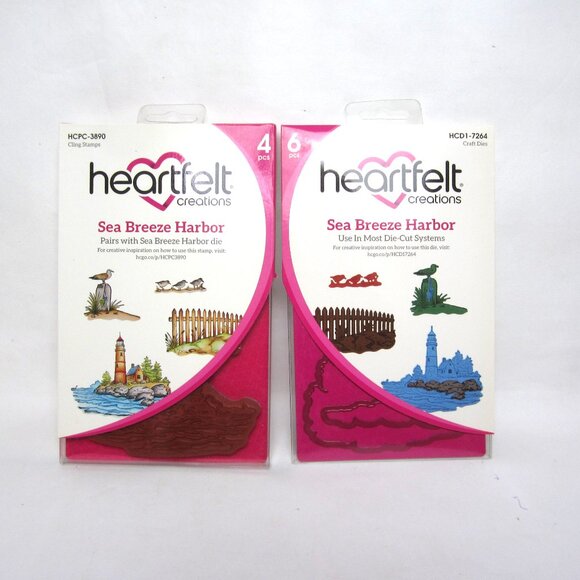 Heartfelt Creations Sea Breeze Harbor Craft Dies & Cling Stamps Ocean Lighthouse - Picture 1 of 5